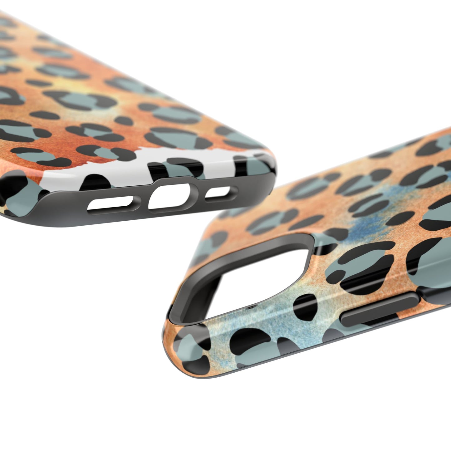 Sunset Watercolor Leopard Print Tough MagSafe iPhone Case – Artistic Animal Pattern with Dual-Layer Protection