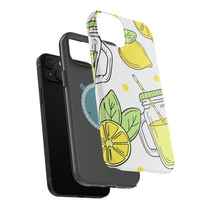 Lemonade Love Tough MagSafe iPhone Case – Fun Lemon Mason Jar Design, Dual-Layer Protection