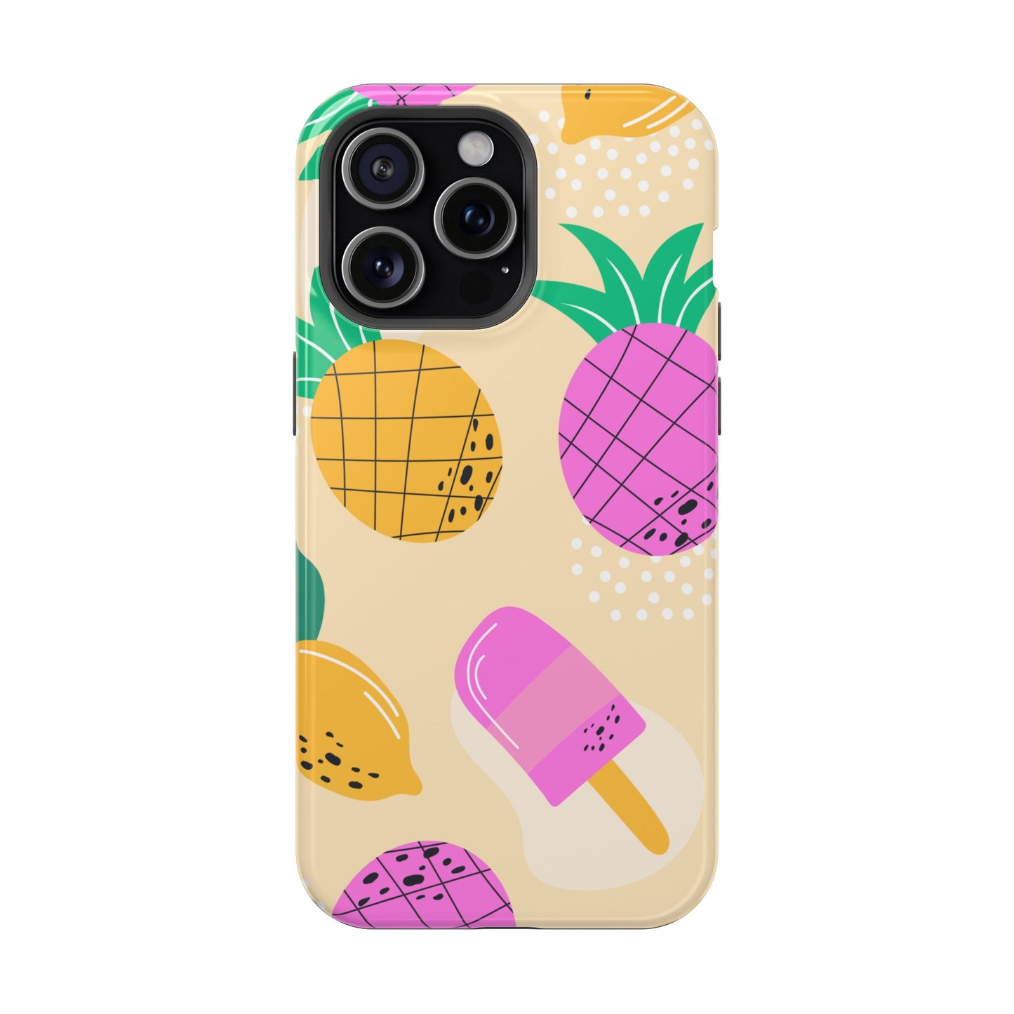 Tropical Pop MagSafe iPhone Case – Fun Pineapple & Lemon Design with Vibrant Summery Colors