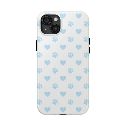 Light Blue Paw Prints & Hearts – iPhone Case for Animal Lovers