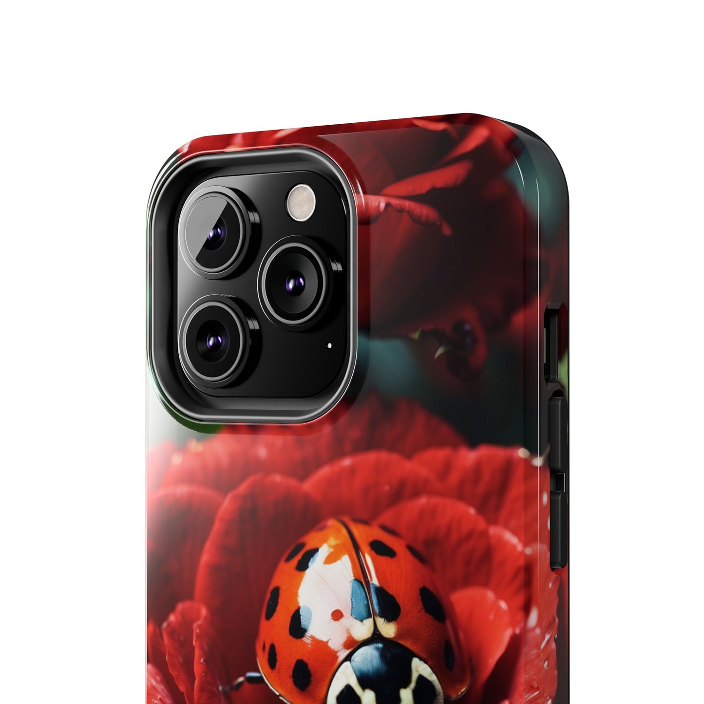 Elegant Rose & Ladybug Charm - iPhone Series Case