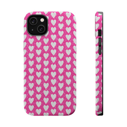 Pink Glitter Heart Pattern MagSafe Case