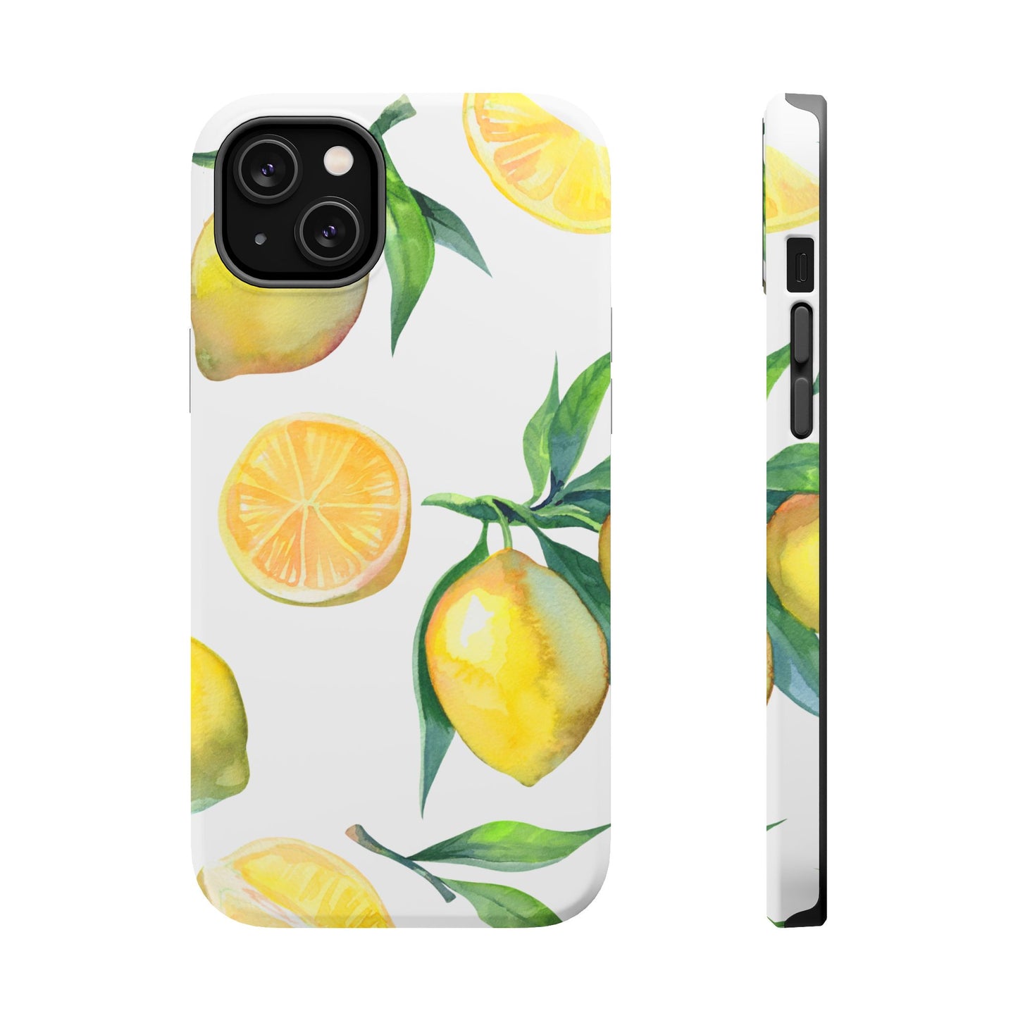 Lemon Grove Watercolor Tough MagSafe iPhone Case – Fresh Citrus Design, Dual-Layer Protection