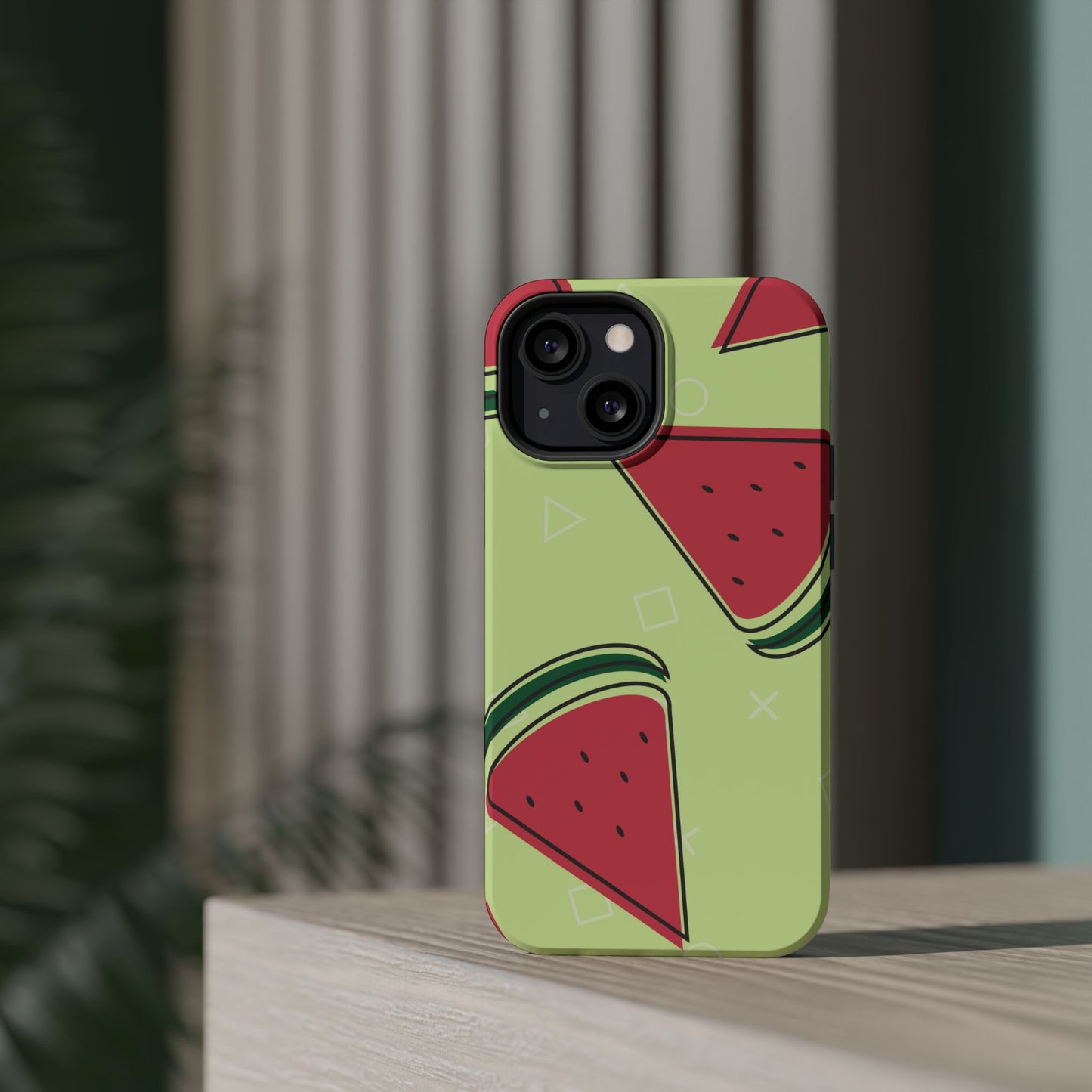 Watermelon Slice MagSafe iPhone Case – Fresh & Fun Design with Retro Geometric Pattern