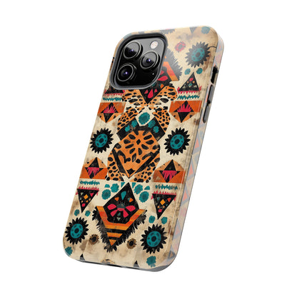 Bohemian Leopard & Tribal Floral Tough iPhone Case – Vibrant Eclectic Design, Dual - Layer Protection - BOGO Cases