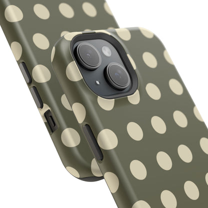 Vintage Green & Cream Polka Dots – MagSafe iPhone Case