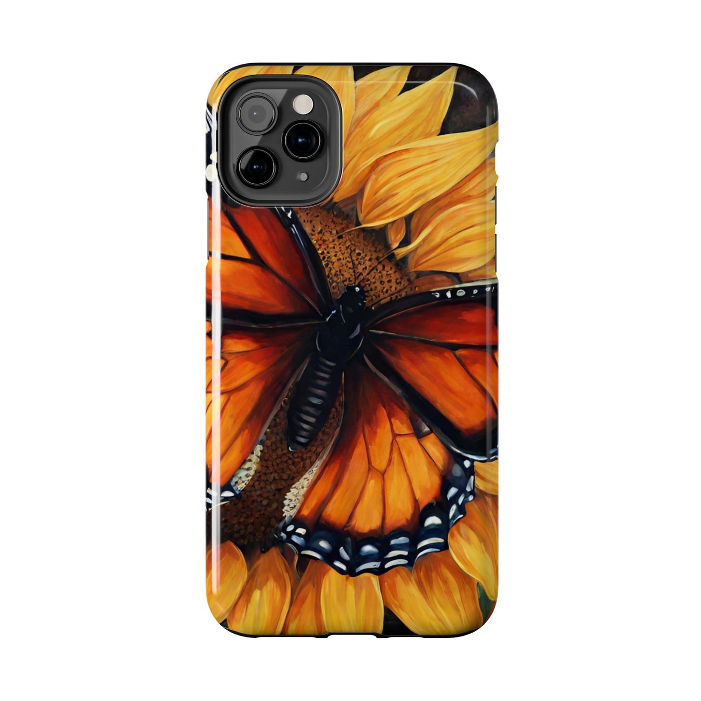 Monarch Butterfly & Sunflower Art – iPhone Case