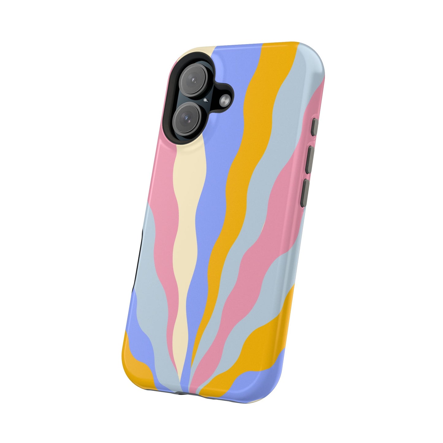 Pastel Radiance MagSafe iPhone Case – 70s-Inspired Dual-Layer Design with Wavy Sunburst Pattern