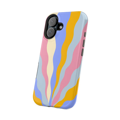 Pastel Radiance MagSafe iPhone Case – 70s-Inspired Dual-Layer Design with Wavy Sunburst Pattern