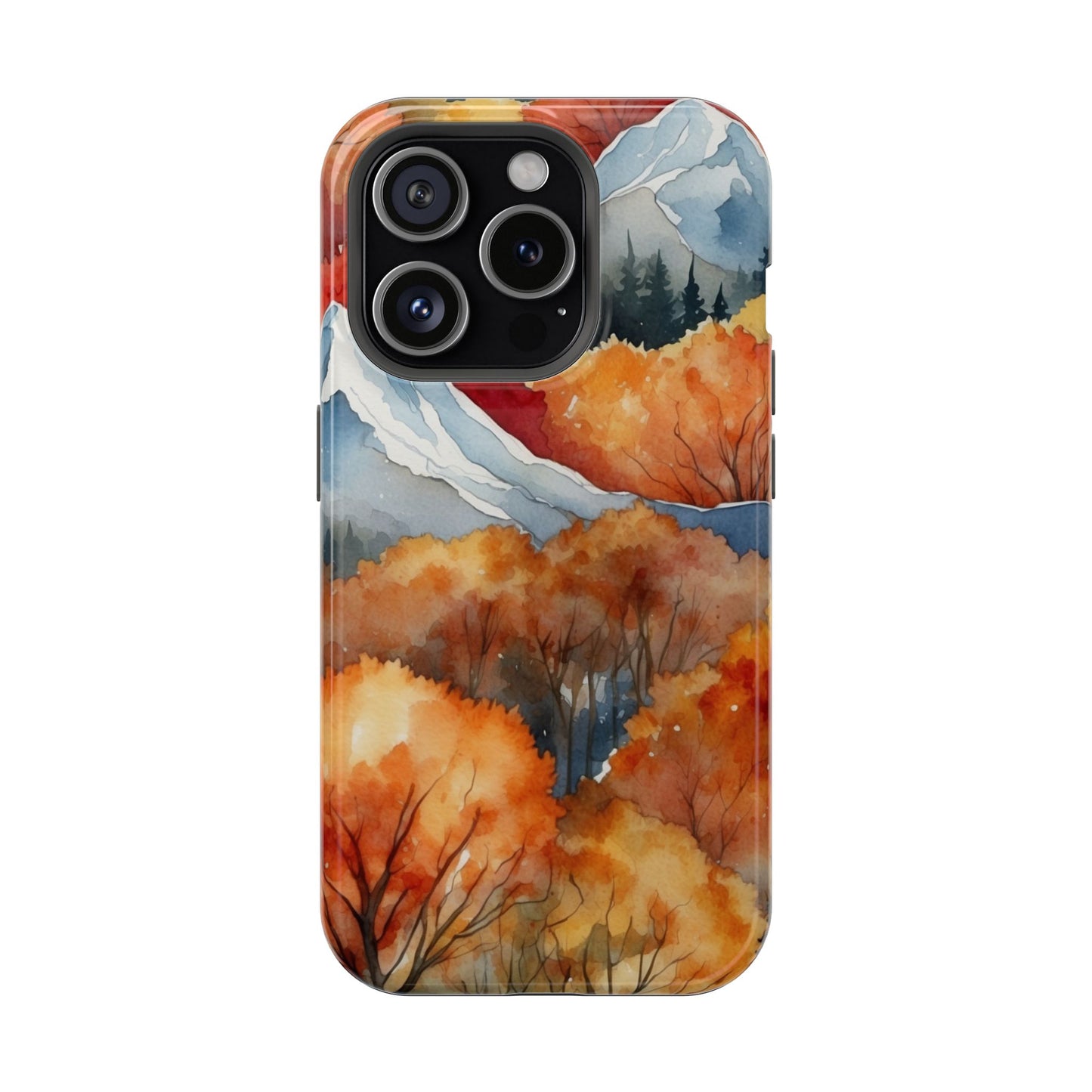 Autumn Mountain Forest Watercolor - MagSafe iPhone Case