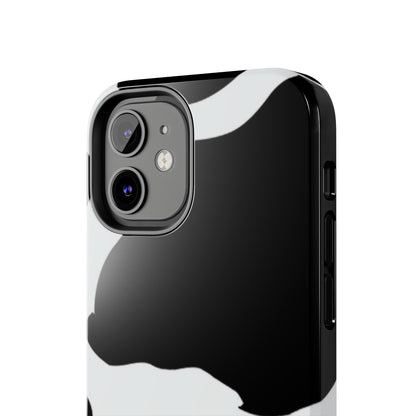 Bold Black and White Cow Print Tough iPhone Case – Modern Animal Pattern with Dual-Layer Protection