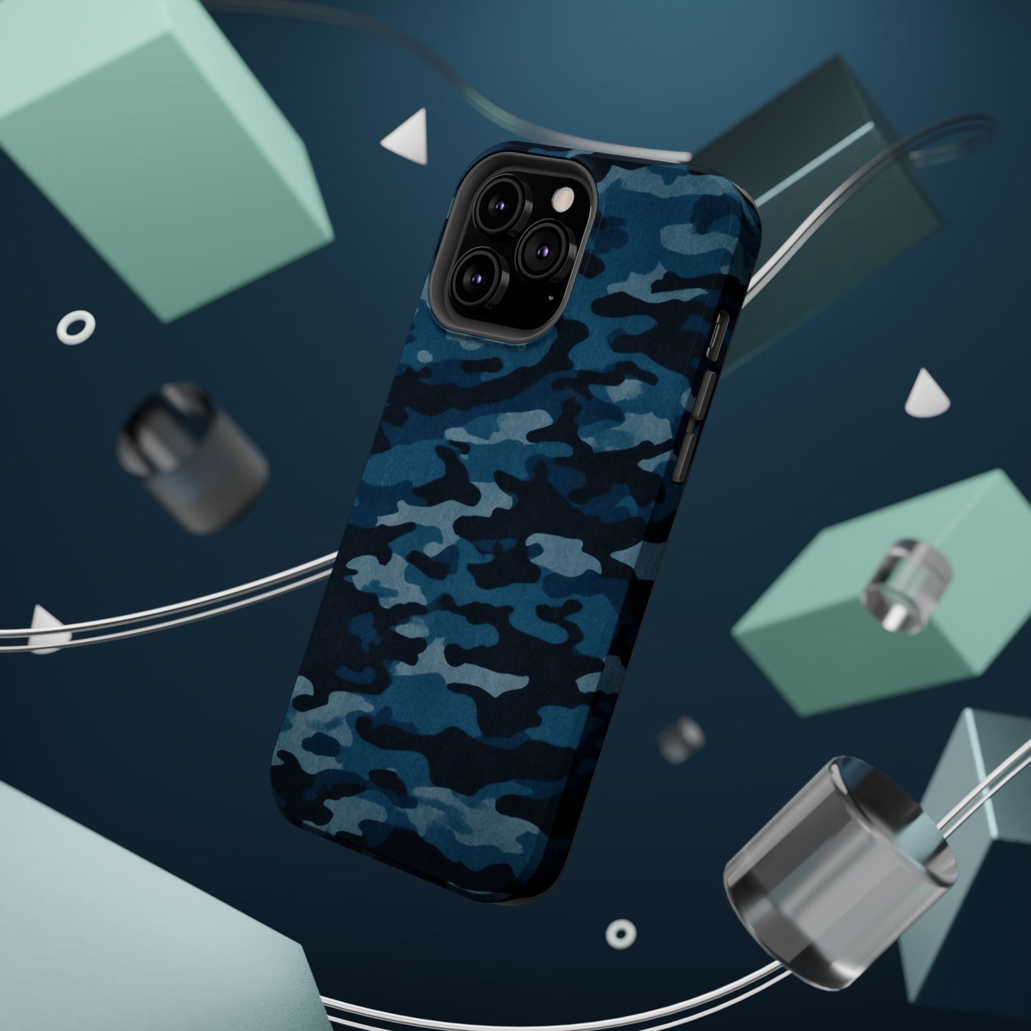 Dark Blue Camouflage – MagSafe iPhone Case with Modern Rugged Style