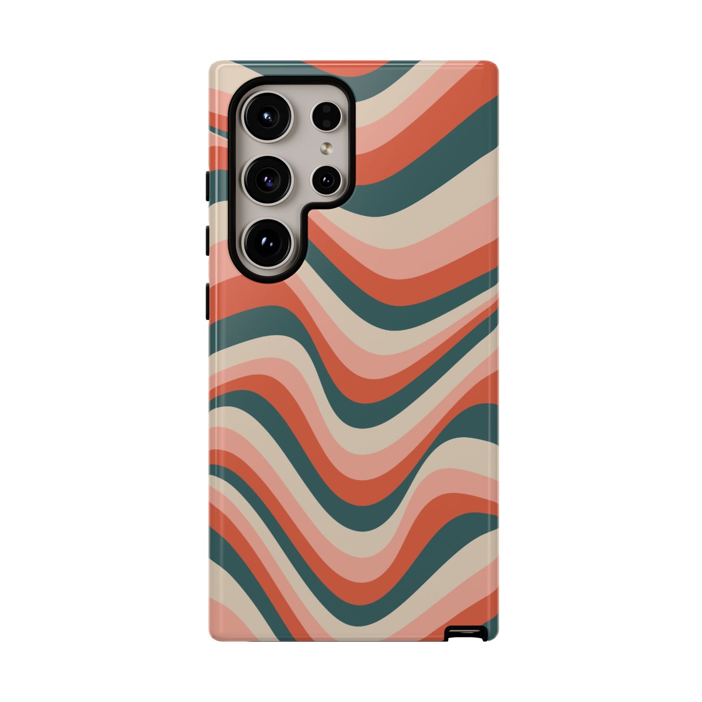 Groovy Waves Samsung Galaxy Case – Retro 70s-Inspired Stripes in Coral, Cream, and Teal