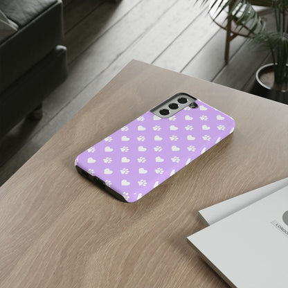 Lilac Paw Prints & Hearts – Samsung Galaxy Case