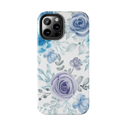 Elegant Blue & Violet Roses iPhone Case – Luxurious Floral Design for Chic Device Protection