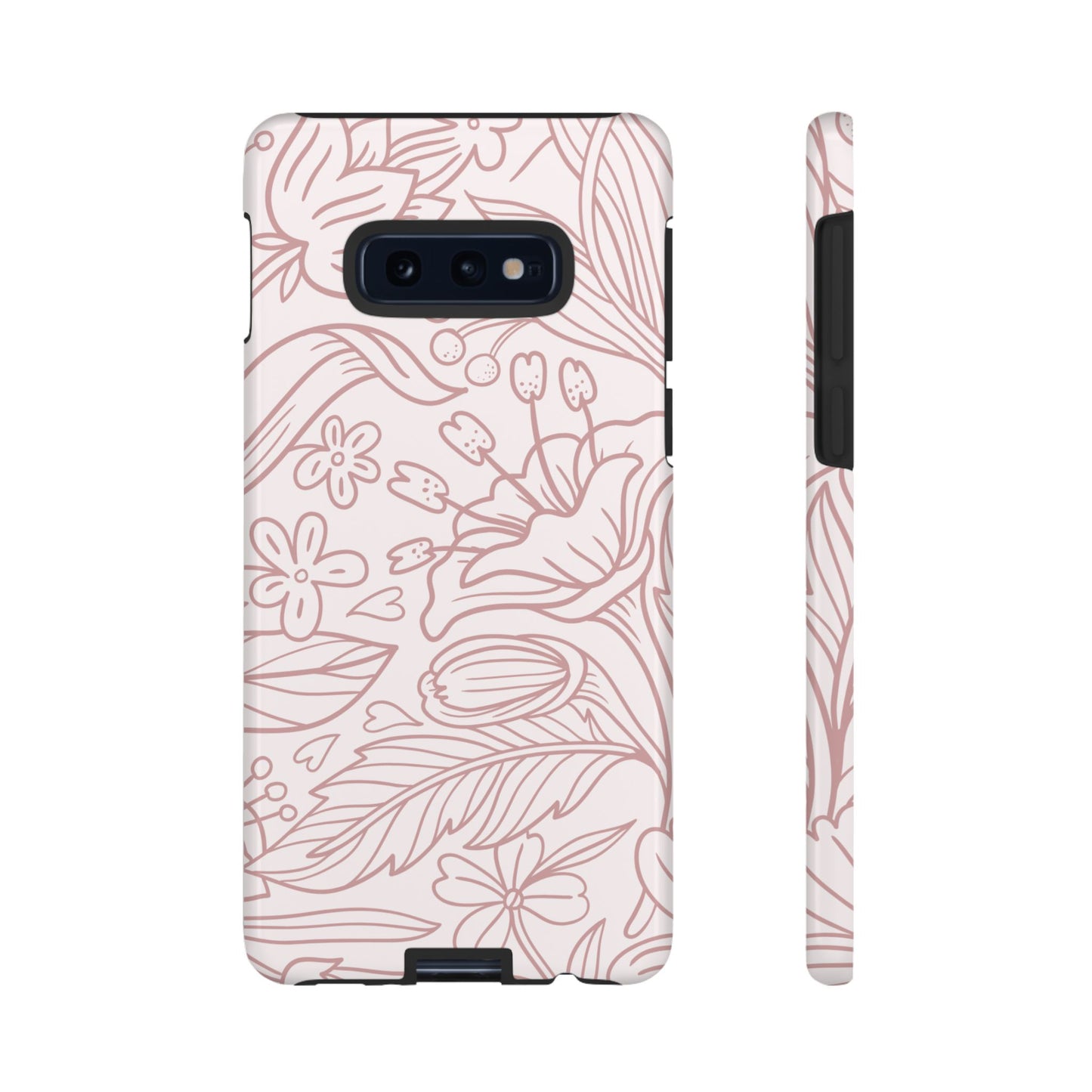 Blush Floral Line Art Tough Samsung Galaxy Case – Delicate Minimalist Design with Dual-Layer Protection