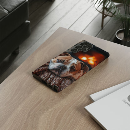 Cozy Bulldog Samsung Galaxy Case – Fireside-Inspired Protective Cover