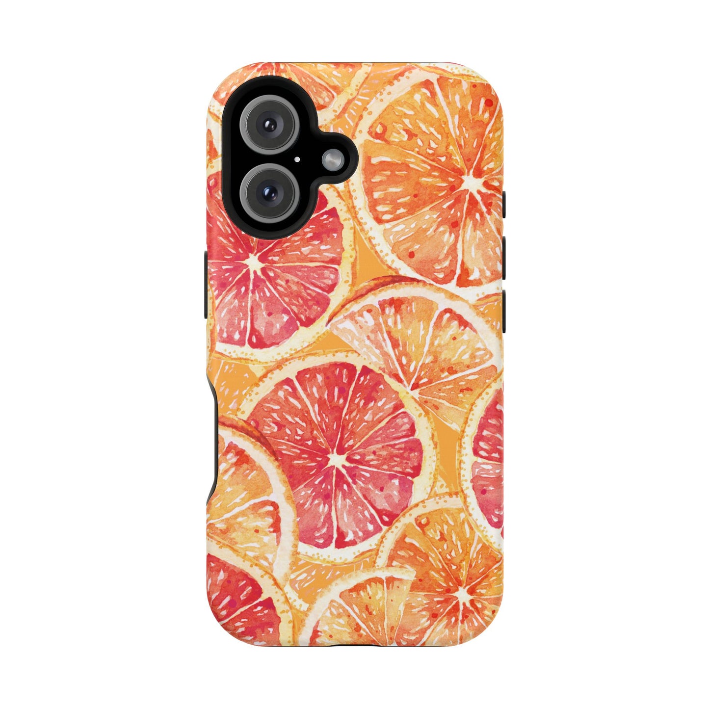 Watercolor Citrus Splash Tough MagSafe iPhone Case – Vibrant Fruit Print, Shock-Resistant Design