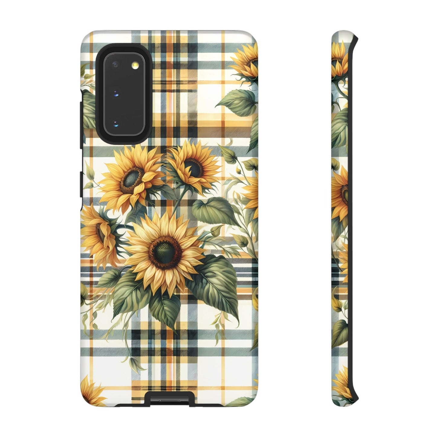 Cute Sunflower Phone Case - Sunny Blossom Plaid - Checkered Sunflowers Phone Case for iPhone & Samsung. Be Happy With These Bright Colors!