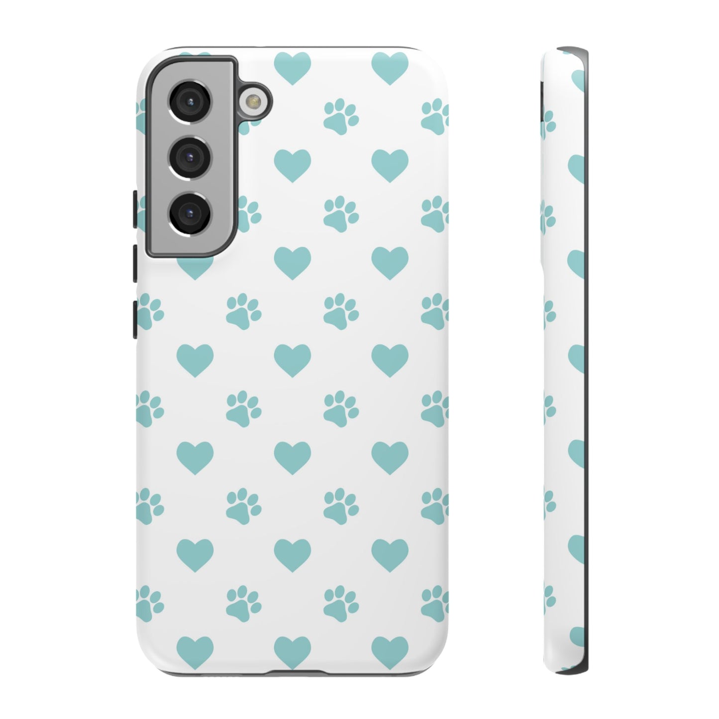 Mint Green Paw Print & Heart Samsung Galaxy Case – Cute Pet Lover’s Design