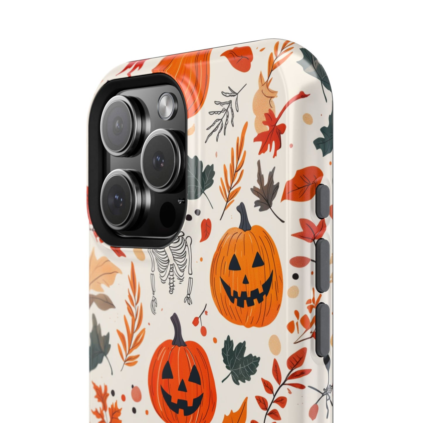 Halloween Pumpkin & Skeleton MagSafe iPhone Case – Spooky Autumn Design