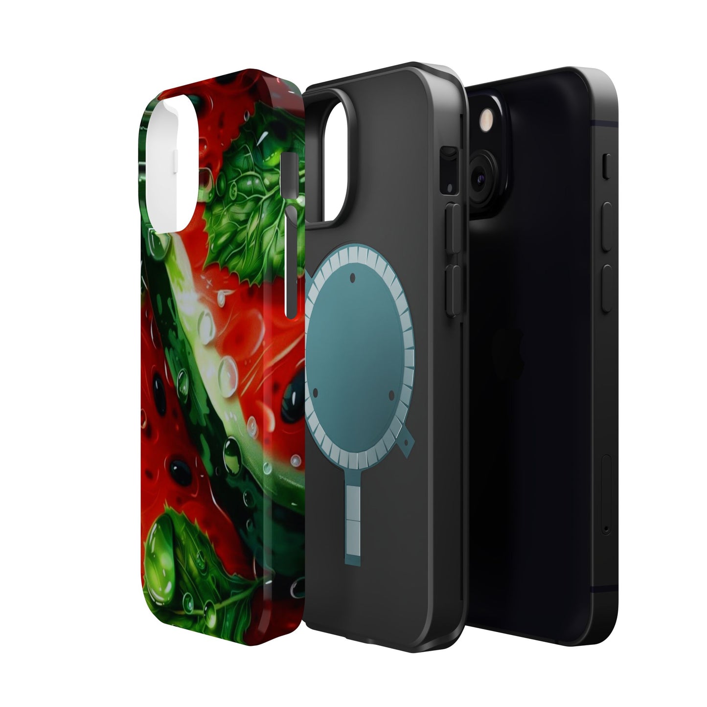 Juicy Watermelon & Mint MasSafe iPhone Case – Tough Dual-Layer, Vibrant Summer Design