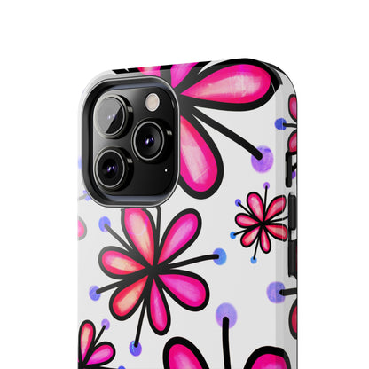 Pink Retro Bloom iPhone Case – Ultra-Slim Design, Glossy Finish