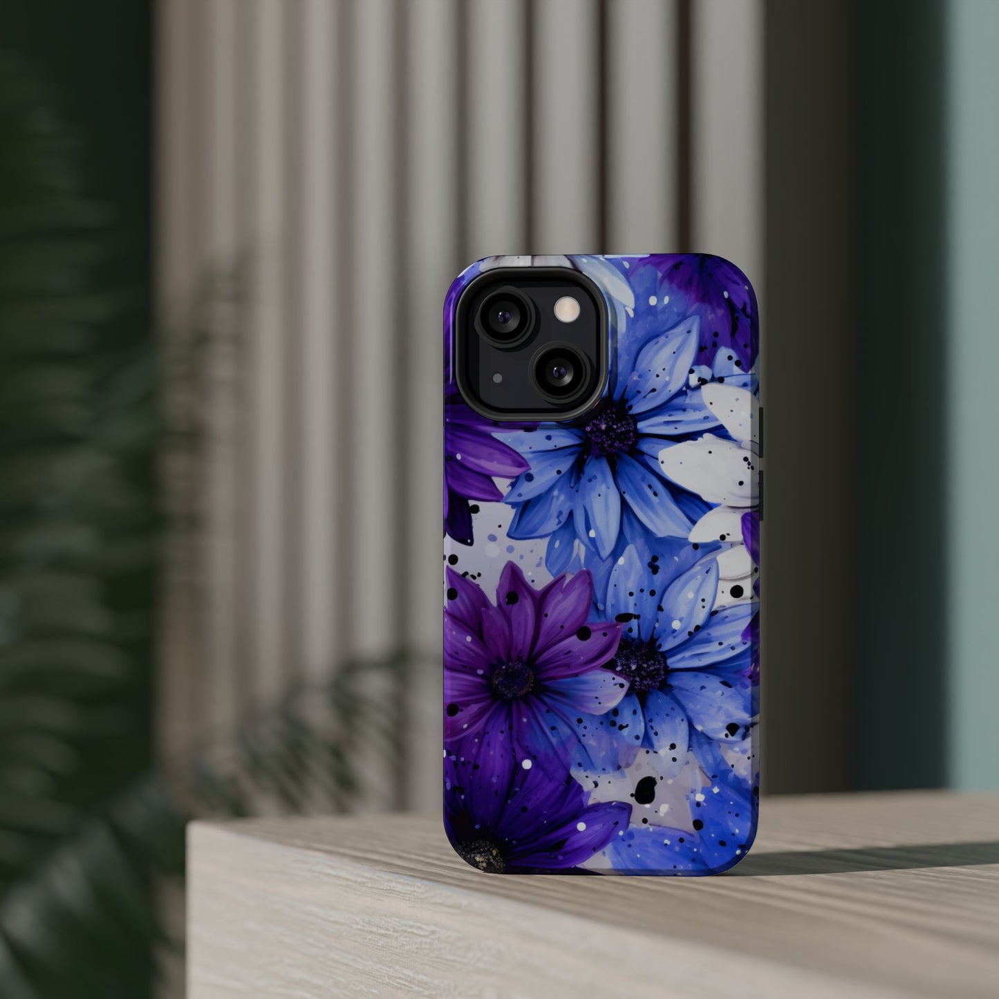 Vibrant Purple & Blue Floral Splash - MagSafe iPhone Series Case