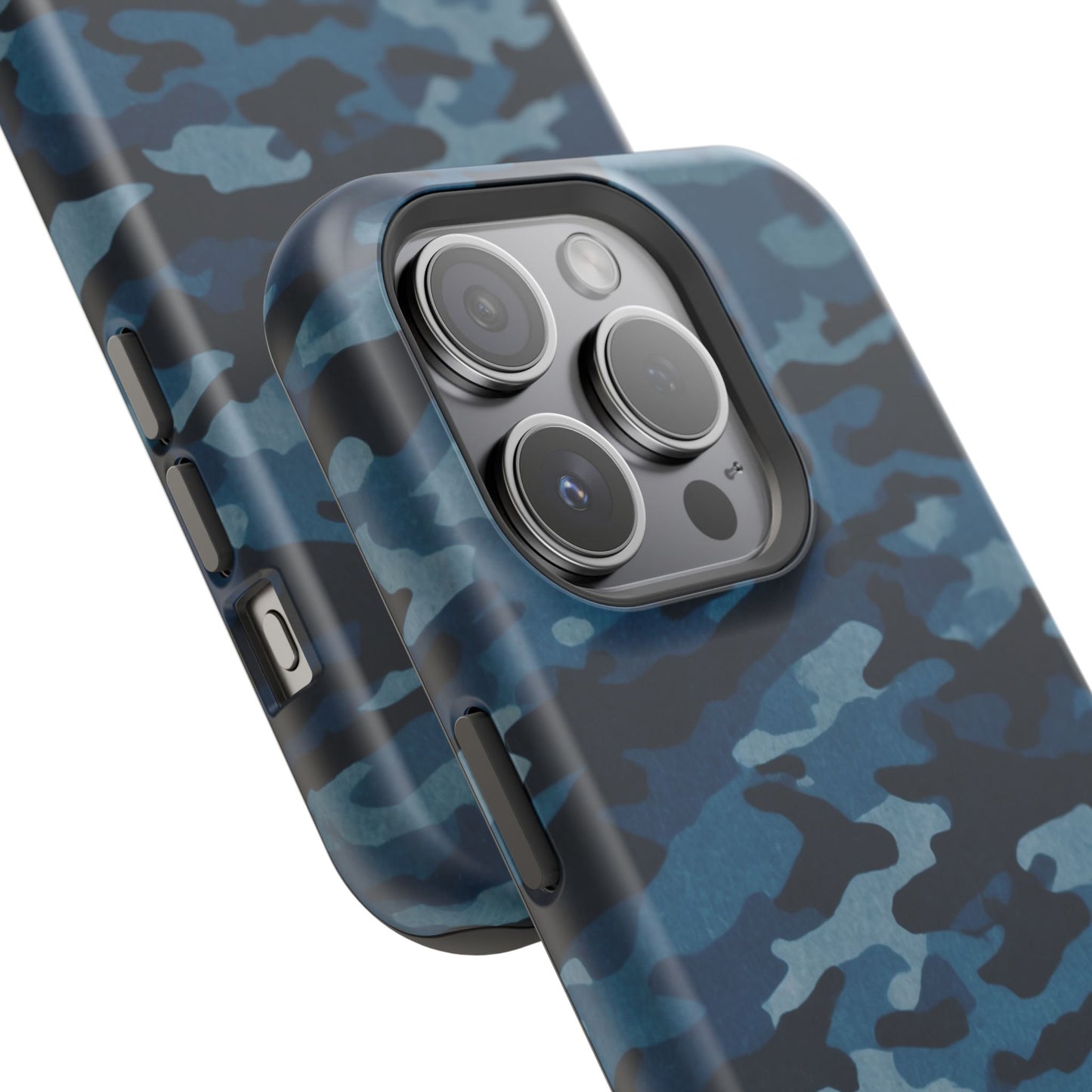 Dark Blue Camouflage – MagSafe iPhone Case with Modern Rugged Style