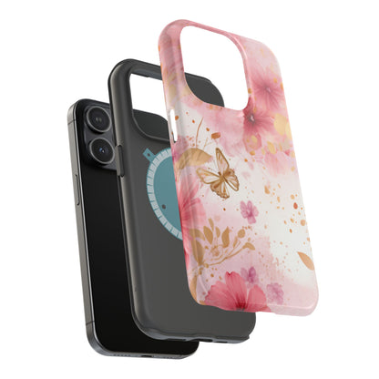 Blush Pink Floral Butterfly - MagSafe iPhone Case