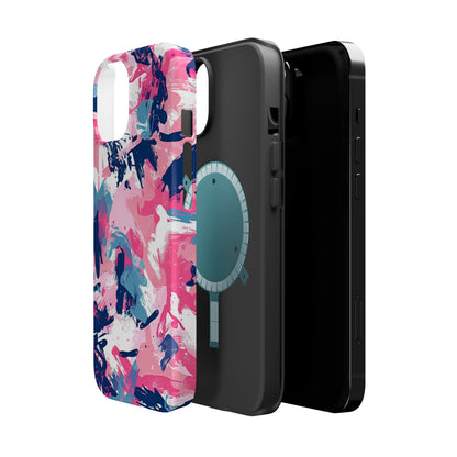 Vibrant Pink & Navy Abstract Splash – MagSafe iPhone Case