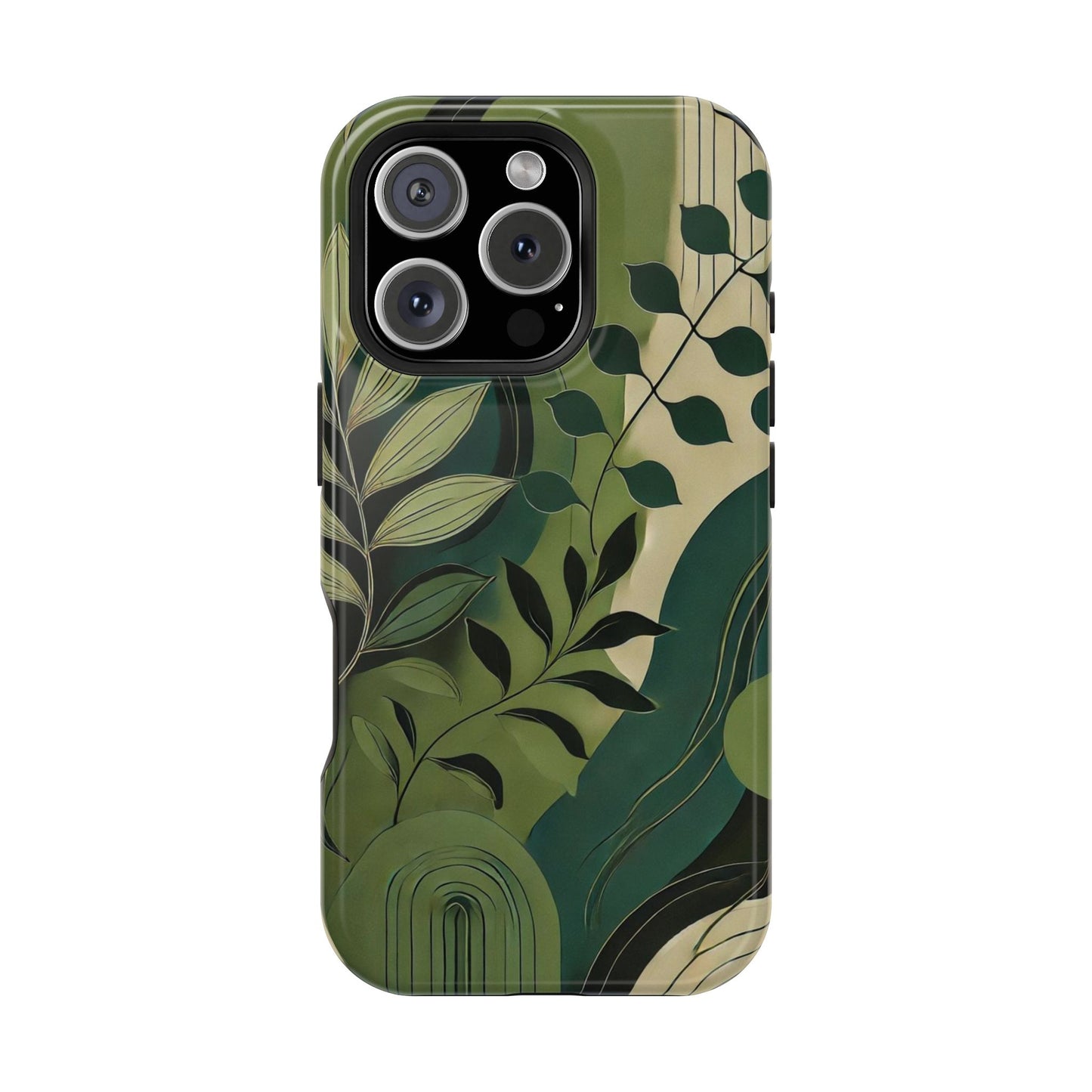 Abstract Green Leaves MagSafe iPhone Case - Nature-Inspired Protective Cover