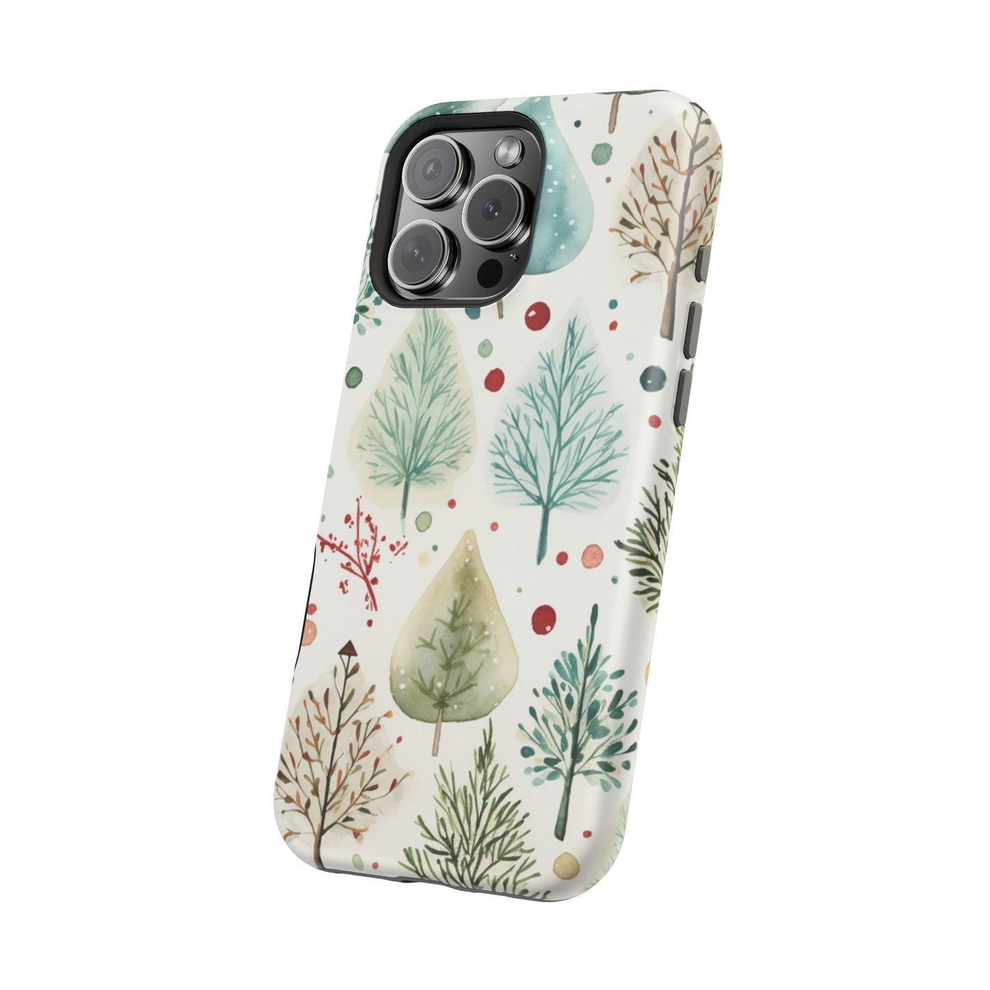 Watercolor Winter Trees MagSafe iPhone Case – Nature-Inspired, Holiday Theme Protective Cover