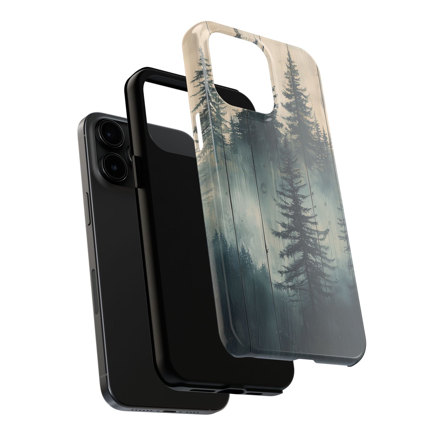 Misty Pine Forest Iphone Case - Nature-Inspired Wood Design Protective Cover