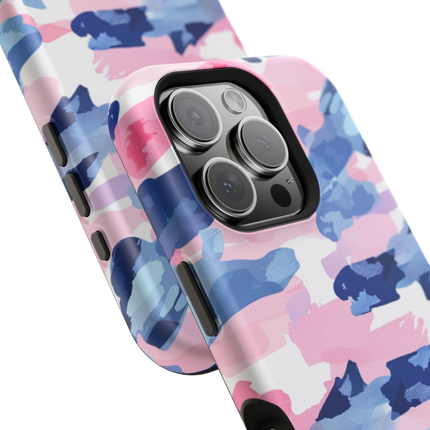 MagSafe Case: Dynamic Pink & Navy Brushstroke Art