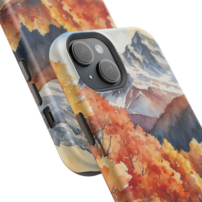 Watercolor Autumn Forest and Mountains - MagSafe iPhone Case