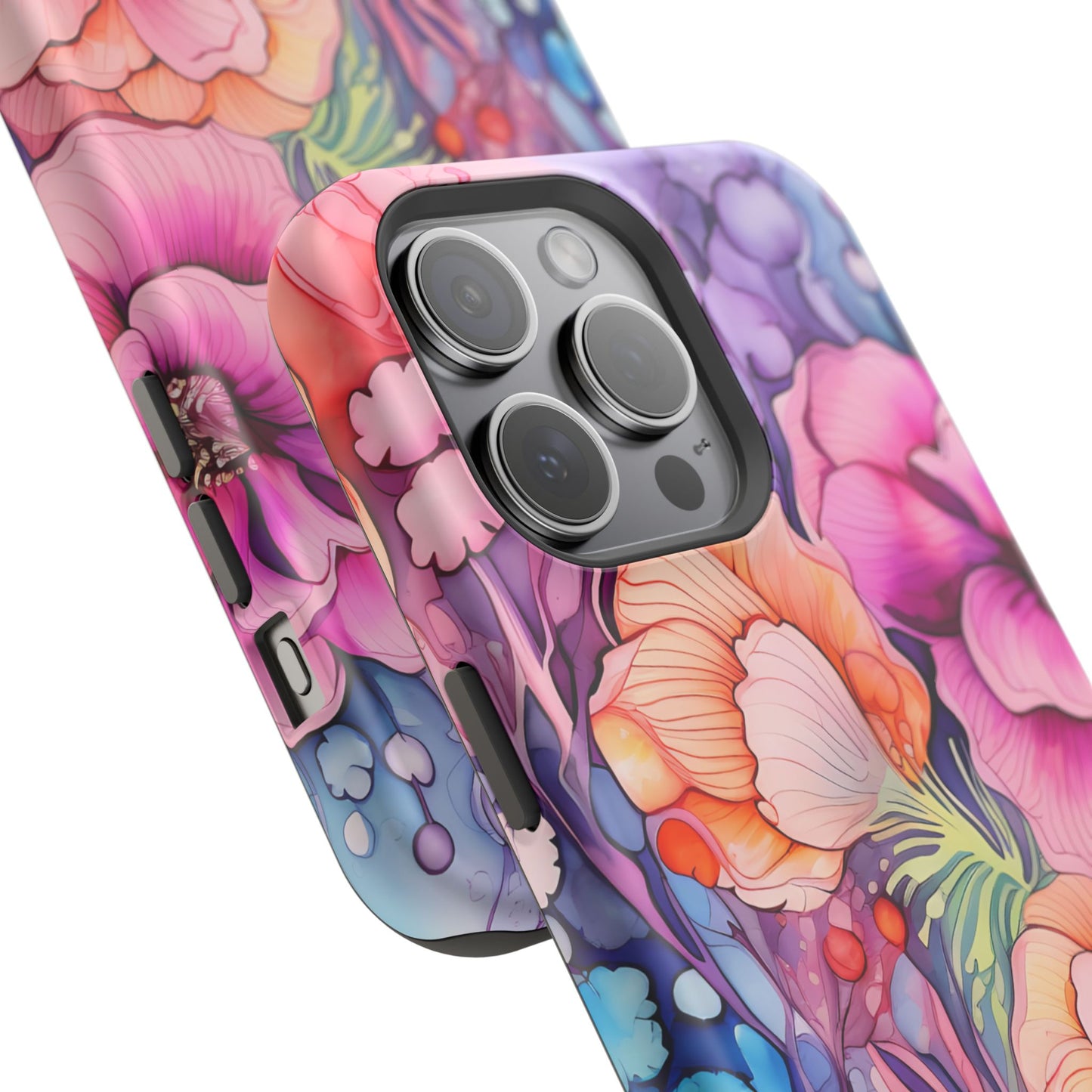 Bright Watercolor Floral Splash MagSafe iPhone Series Case – Bold Artistic Design