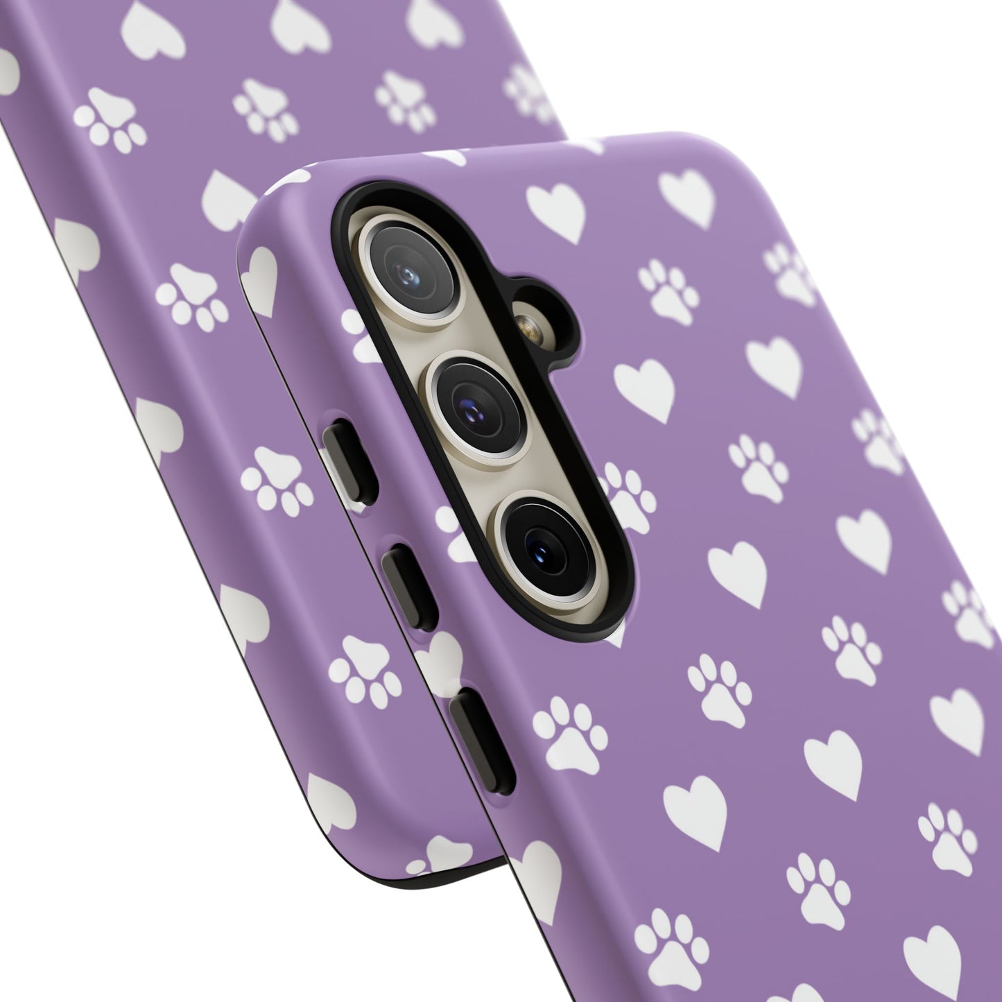 Lavender Paw Prints & Hearts Design - Adorable Pet Lover Samsung Galaxy Case