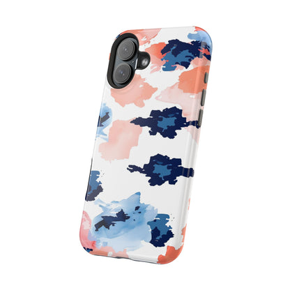 Abstract Coral & Navy Watercolor Design – MagSafe iPhone Case