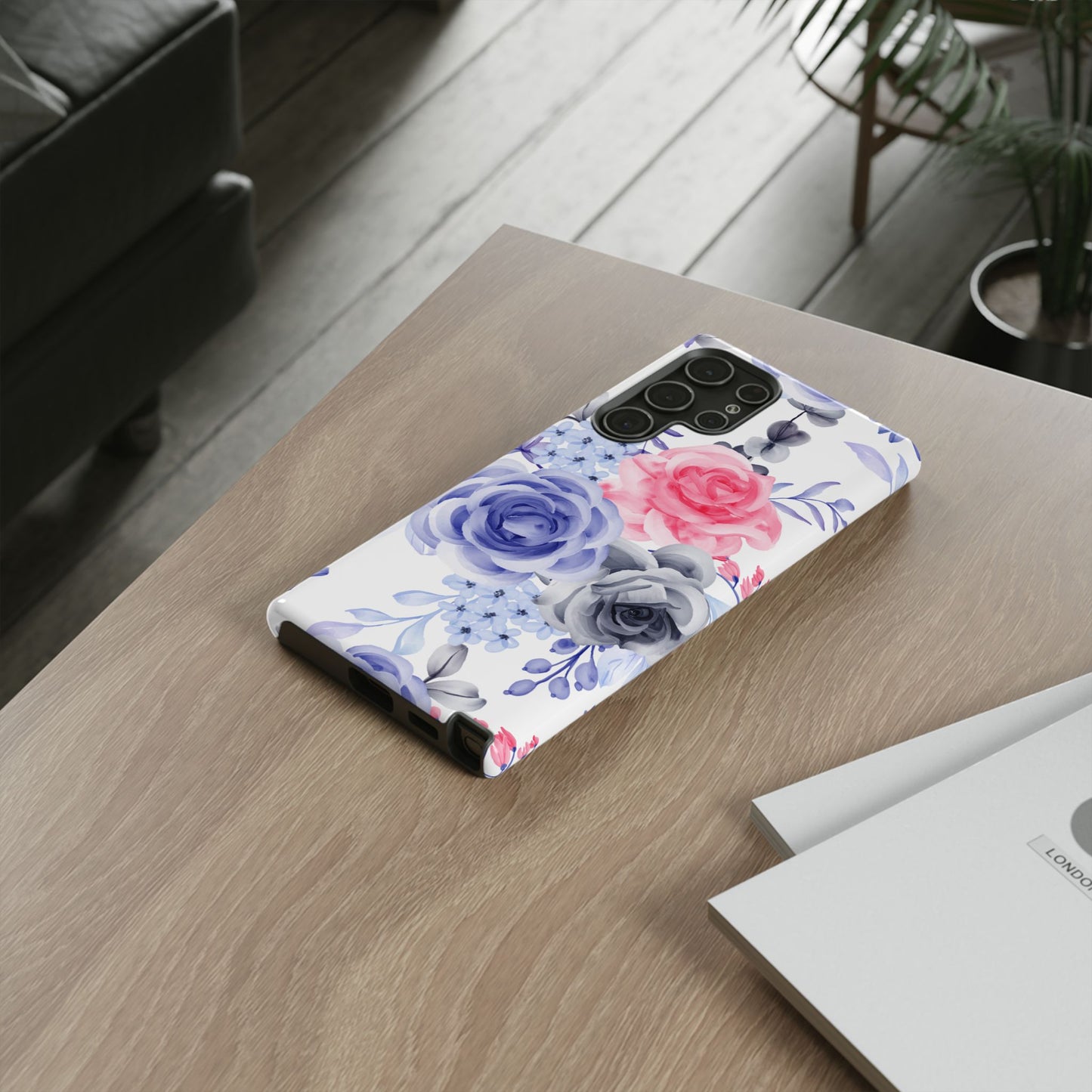 Elegant Blue Floral Watercolor Design – Samsung Galaxy Case