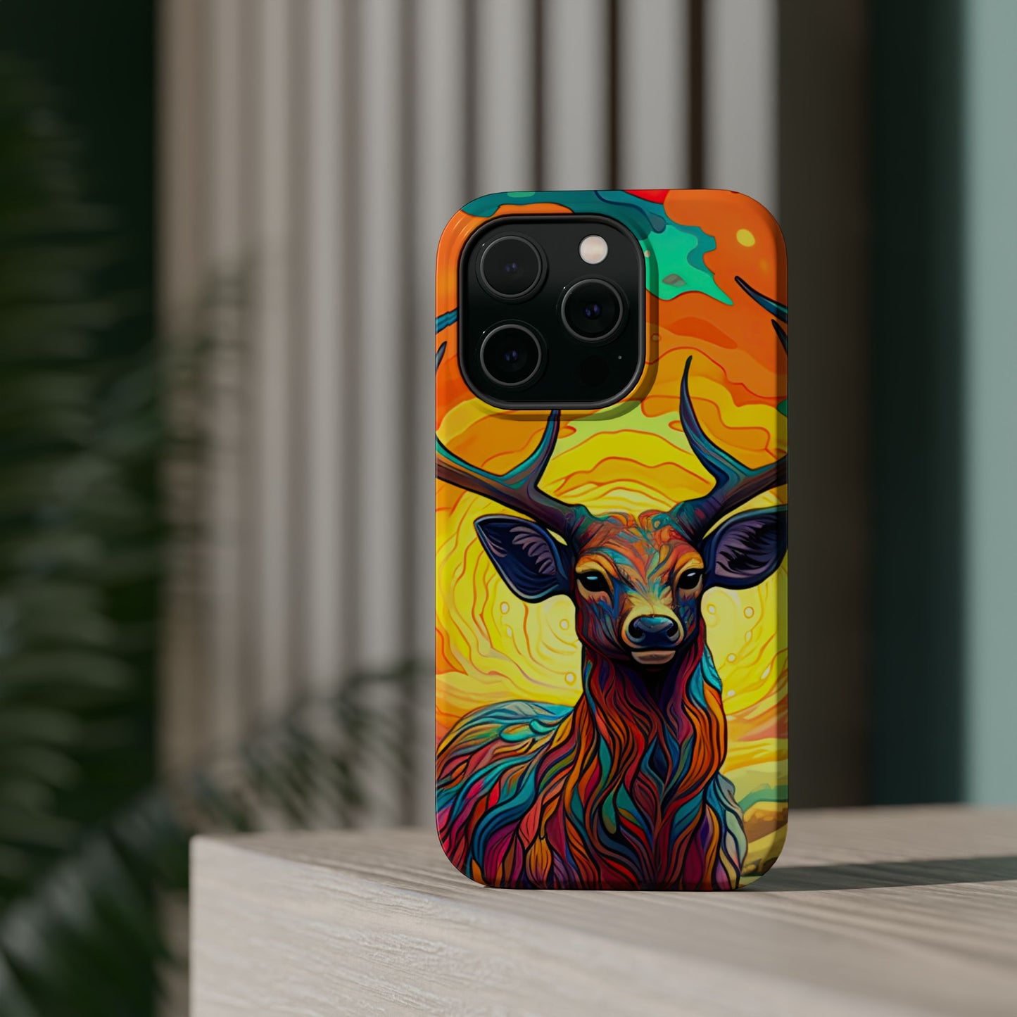 Vibrant Stag in Bloom – MagSafe iPhone Case