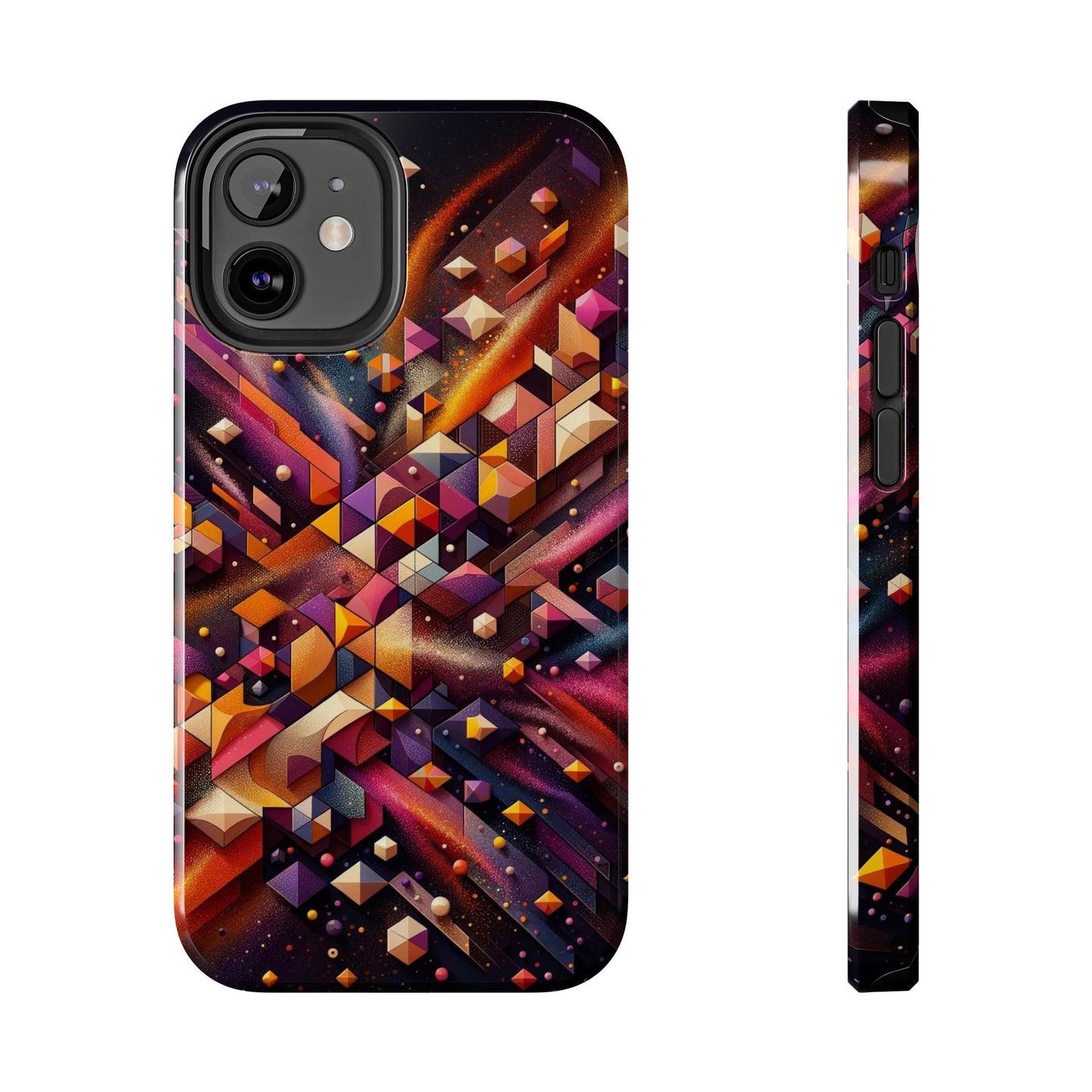 Geometric Galaxy iPhone Case - Abstract Cosmic Protective Cover - Retro Gamer