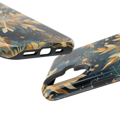 Gold Floral Snowflakes on Midnight Blue - MagSafe iPhone Series Case