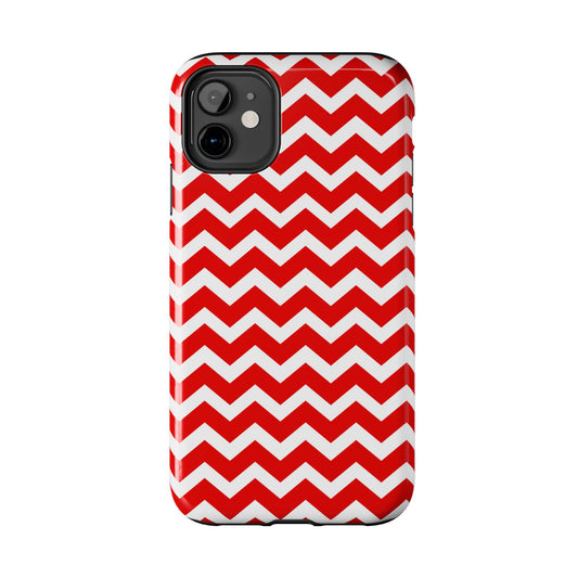 Bold Red & White Chevron – Modern Geometric iPhone Case