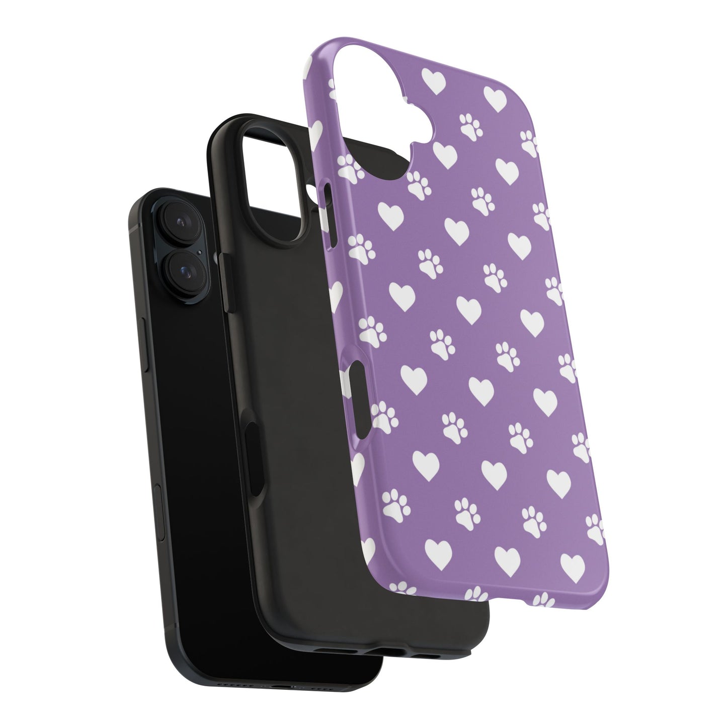 Lavender Paw Prints & Hearts Design - Adorable Pet Lover iPhone Case