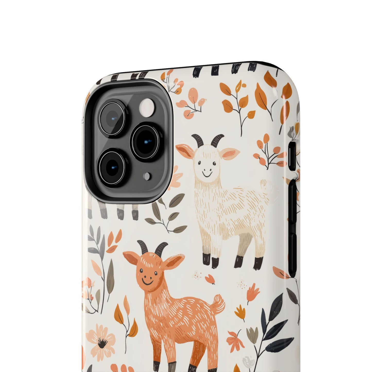 iPhone Case: Smiley Goats & Dried Flowers – Vintage Charm