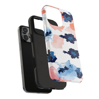 Abstract Coral & Navy Watercolor Design – iPhone Case