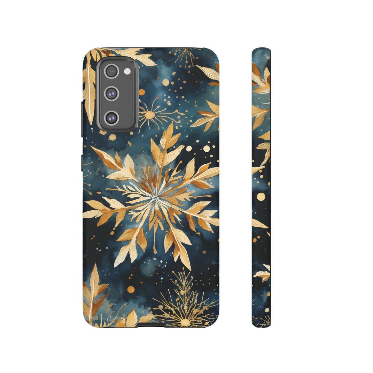 Gold Floral Snowflakes on Midnight Blue - Samsung Galaxy Series Case