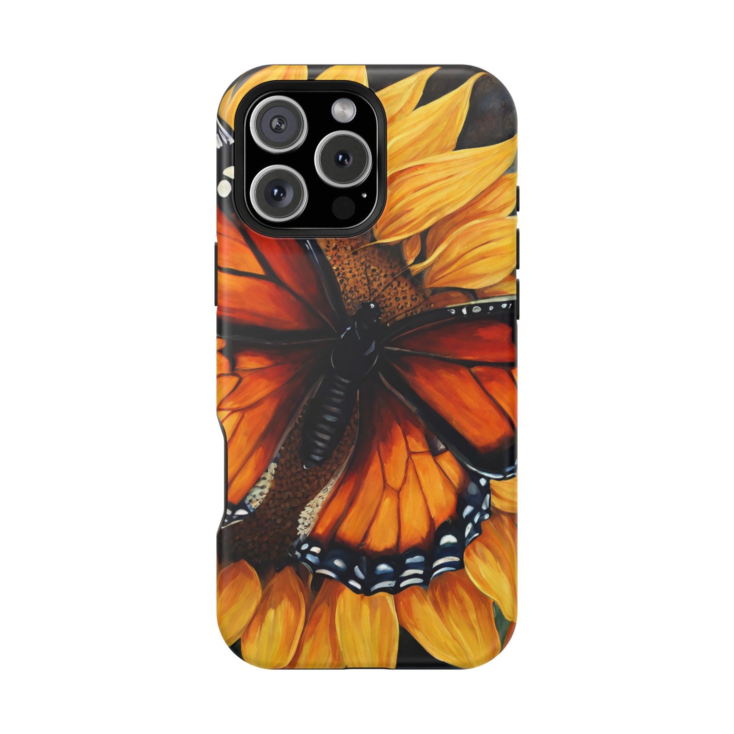 Monarch Butterfly & Sunflower Art – MagSafe iPhone Case