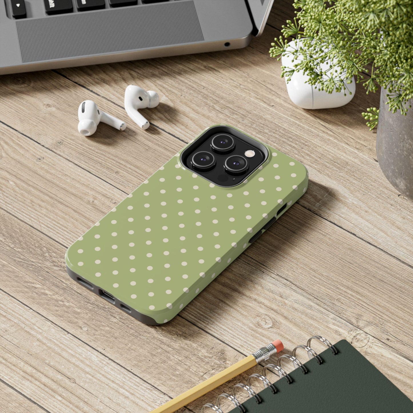 Sage Green Polka Dots – iPhone Case